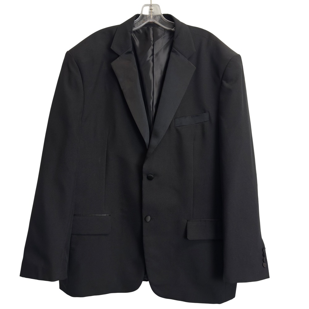 Lucci Collezion Mens 46R Black Tuxedo Jacket Satin Peak Lapel Formal Blazer
